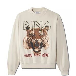 🖤Anine Bing Cream Sweatshirt with Tiger Graphic
